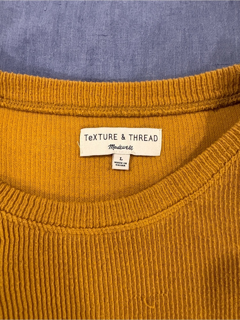 Madewell Mustard Ribbed Long Sleeve Tie-Front Top - Picture 3 of 6
